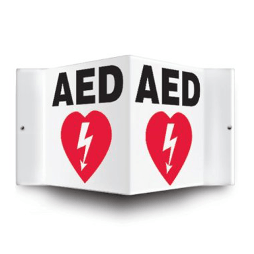 Buy n/a AED Defibrillator Corner Wall Sign, Black/White, 6" x 5"  online at Mountainside Medical Equipment