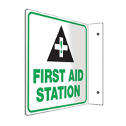 Buy n/a First Aid Station Projection Wall Sign, Green/Black/White  online at Mountainside Medical Equipment