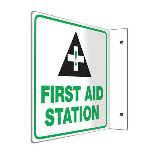 Shop for First Aid Station Projection Wall Sign, Green/Black/White used for First Aid Supplies