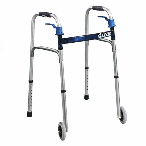 Rollators and Walkers | Deluxe Folding Walker with Trigger Release and 5 inch Wheels