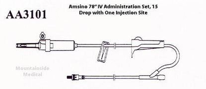 Amsino IV Administration Set 15 Drop, 78 Length, Slide Clamp, Roller Clamp, Y Site, Rotating Male Luer Lock Default Title