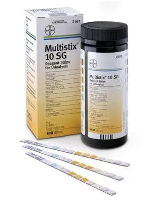 Shop for Bayer 2161 Multistix 10 SG Reagent Strips 100/Bottle used for Urinalysis Testing Strips