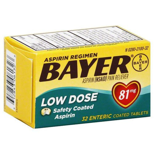 Pain Relievers, | Bayer Aspirin Low-Dose 81mg (Baby Aspirin), Safety Enteric Coated