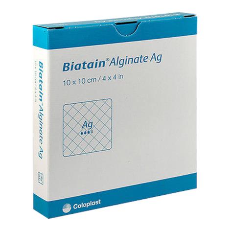 Biatain Alginate AG Dressing with Silver 4 x 4 10 Dressings