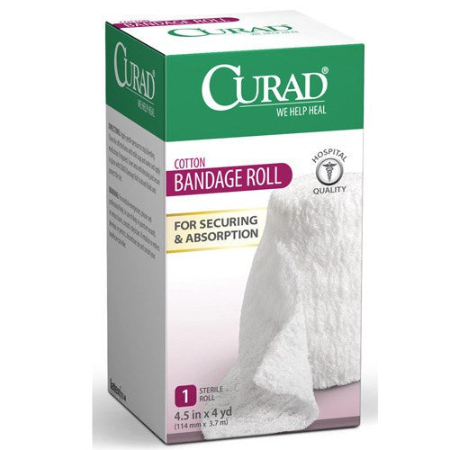 Roll Bandage | Curad Cotton Stretchable Bandage Roll, Sterile 4.5 inchs x 4 Yards