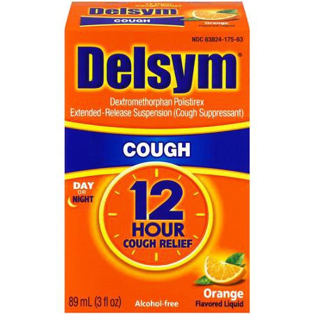 Cold Medicine | Delsym Adult 12-Hour Liquid Cough Suppressant, Orange 3 oz