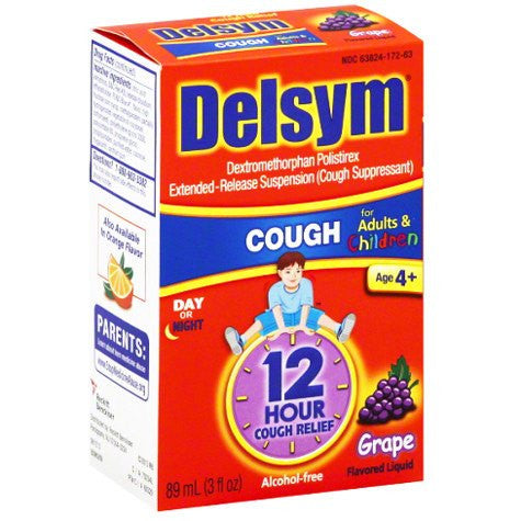 Delsym Children's 12-Hour Cough Relief Medicine, Grape Flavor 3 oz