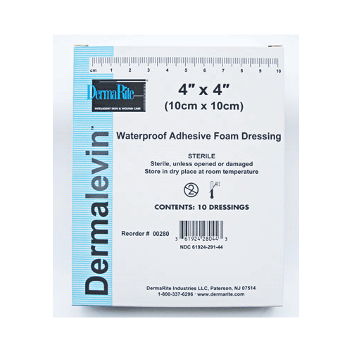 Foam Dressings, | Dermalevin Adhesive 6 x 6 Foam Dressings 10/Box