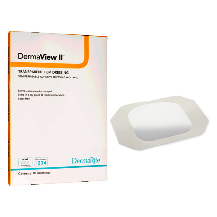 transparent wound dressing DermaView II Transparent Film Dressing, 2.37" x 2.75", 10/box — Mountainside Medical