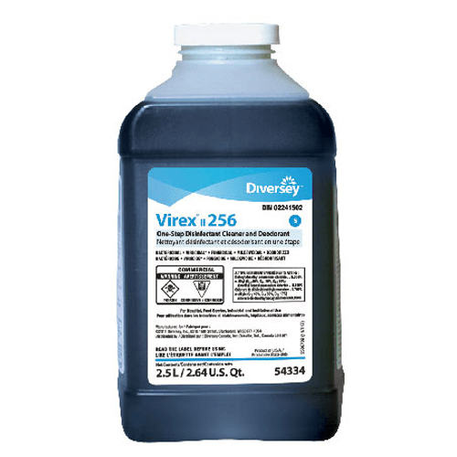 Disinfectant Solution | Diversey Virex II 256 One-Step Disinfectant Cleaner Refill, Minty Scent, 2.5 Liters, 2/Case