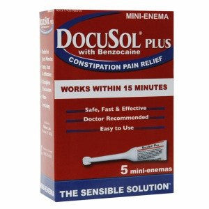 Enemas, | Docusol Plus Mini Enema with Benzocaine for Constipation Relief