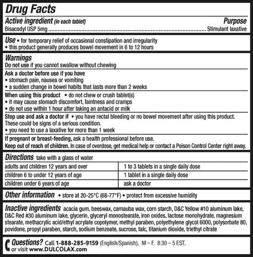 Buy Chattem Dulcolax Gentle Overnight Relief Laxative, Easy-to-Swallow Tablets  online at Mountainside Medical Equipment