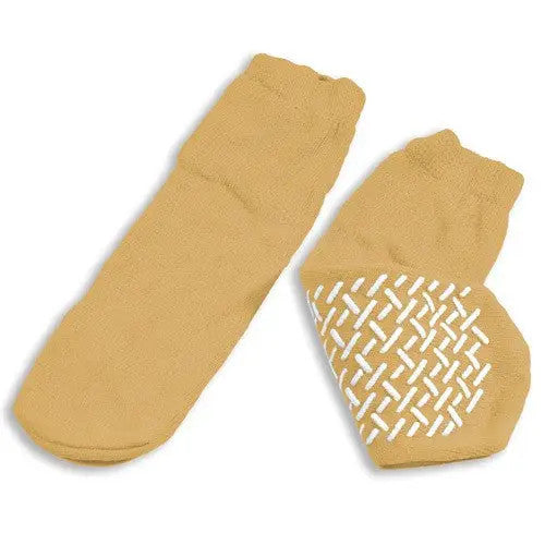 Non Skid Socks | Slipper Socks, Non-Skid, Single Sided, X-Large, Beige, Pair
