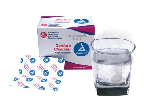 Denture Cleanser Tablets 40/Box for effective cleaning and oral hygiene, ensuring fresh dental appliances.