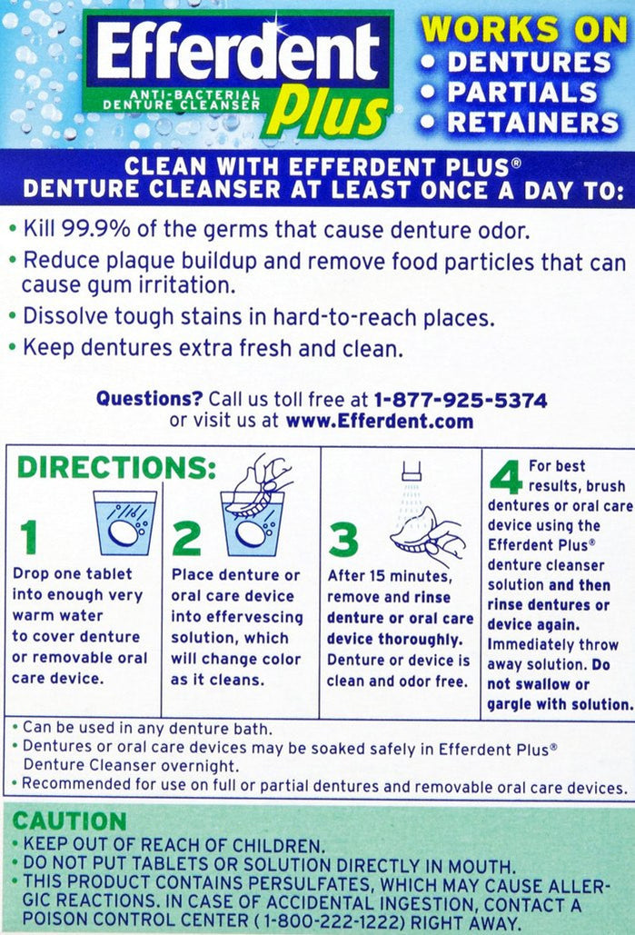 Efferdent Plus Mint AntiBacterial Denture Cleanser Tablets 44 Count