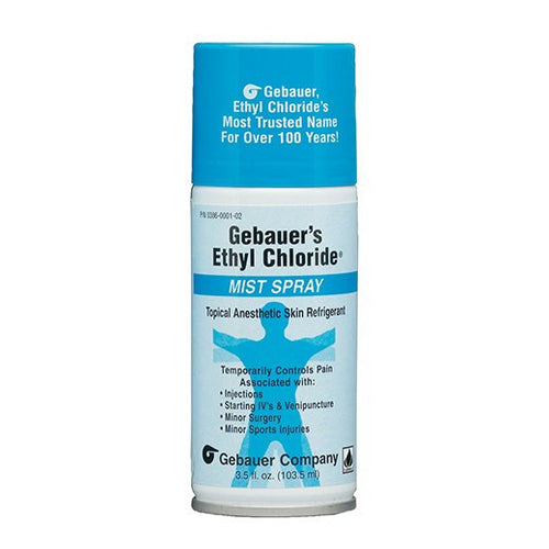 Gebauer's Ethyl Chloride Skin Refrigerant Mist Spray (Topical Anesthetic) for pain relief and procedure prep.