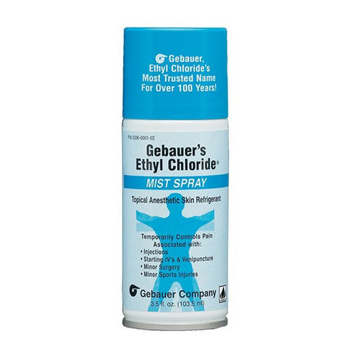 Gebauer's Ethyl Chloride Skin Refrigerant Mist Spray (Topical Anesthetic) for pain relief and procedure prep.