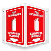 Buy n/a Fire Extinguisher Location 9D Corner Wall Sign, English & Spanish  online at Mountainside Medical Equipment