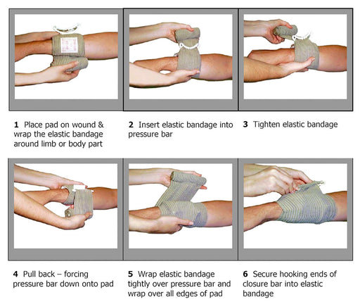 Image of Step-by-step Instructions on How to Use Emergency Israeli Bandage