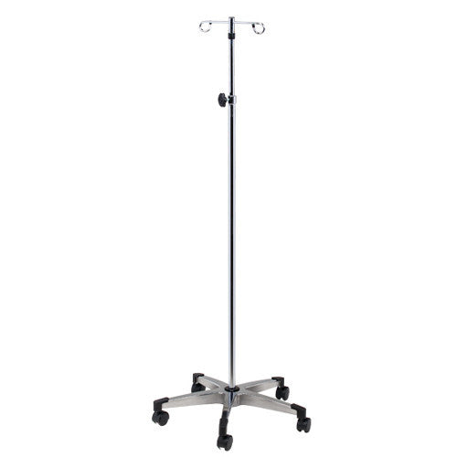 Clinton Industries Knob Lock IV Pole with Heavy Base, 5-Legs 2-Hooks | Mountainside Medical Equipment 1-888-687-4334 to Buy