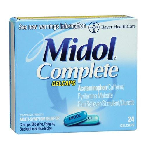 Shop for Midol Complete Maxium Strength, 24 Gelcaps used for Menstruation