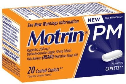 Buy Johnson and Johnson Consumer Inc Motrin PM Nighttime Sleep-Aid & Pain Reliever for Aches & Pains, Caplets 20 Count  online at Mountainside Medical Equipment