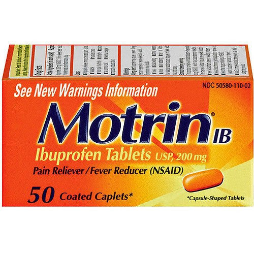 DOT Unilever Motrin IB Ibuprofen 200mg Coated Caplets, 50 Count | Mountainside Medical Equipment 1-888-687-4334 to Buy