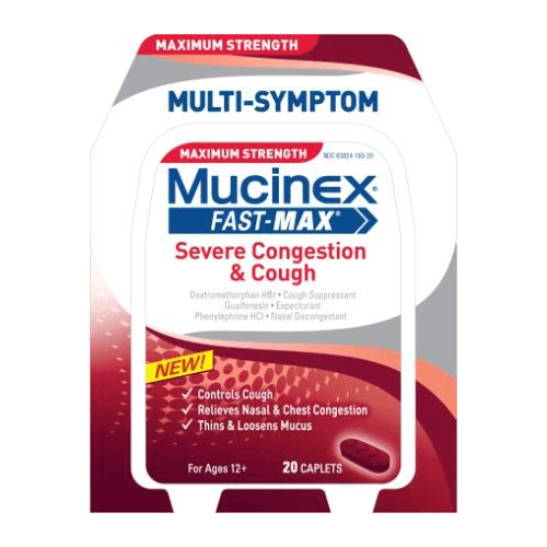 Buy RB Health Mucinex Fast-Max Severe Congestion & Cough Caplets 20 ct  online at Mountainside Medical Equipment