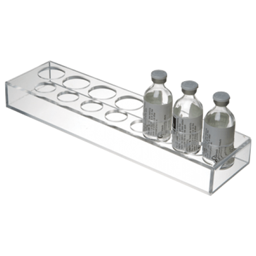 An individual vial holder that can holds up to six 4 ml (1 dram)