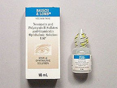 Buy Bausch & Lomb Americas Neomycin and Polymyxin B Sulfates & Gramicidin Ophthalmic Solution Antibiotic Eye Medicine 10ml (Rx)  online at Mountainside Medical Equipment