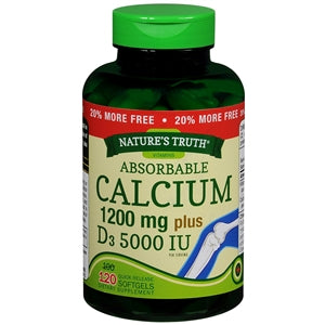 Absorbable Calcium 1200 mg plus Vitamin D3 1000 IU, 120 Count for bone health and calcium absorption 