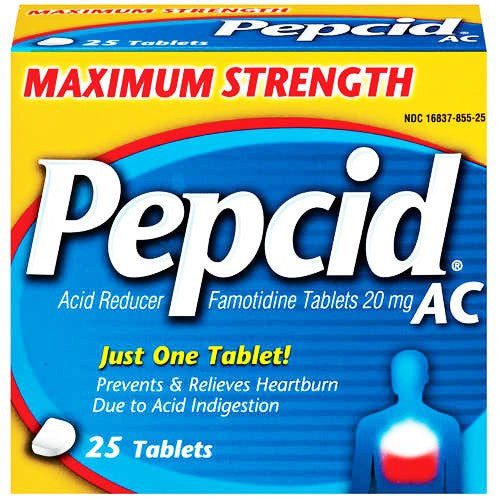 Heartburn Relief Tablets | Pepcid AC Maximum Strength Famotidine Tablets 20mg 25/Box