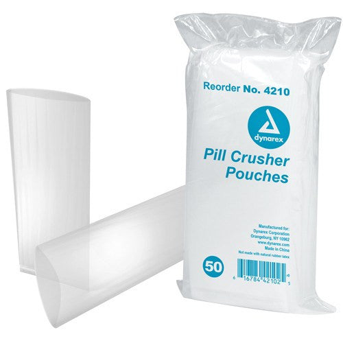 Efficient Pill Crusher Pouches, Clear, 1000 Count - Dynarex, for easy medicine dosage and health care.
