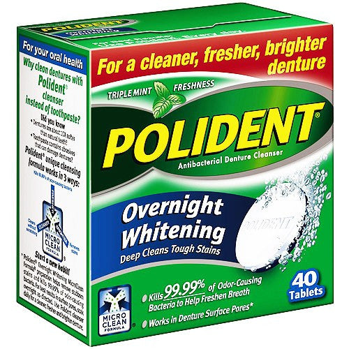 Buy GlaxoSmithKline Polident Overnight Whitening Denture Cleanser Tablets 40 ct  online at Mountainside Medical Equipment