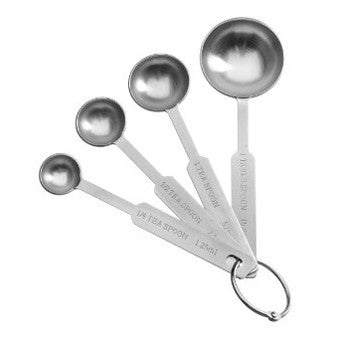 Stainless Steel Measuring Spoons on Ring Silicone Handles Set of 5