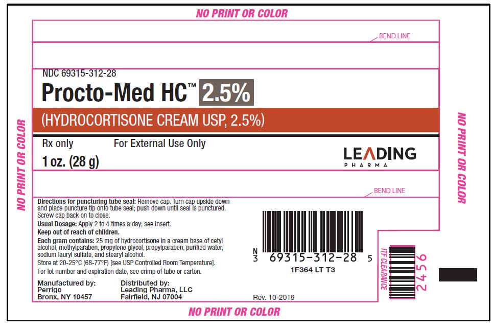 Buy Leading Pharma LLC Procto-Med HC Hydrocortisone Rectal Cream 2.5%, Hemorrhoid Relief 28gm (Rx)  online at Mountainside Medical Equipment