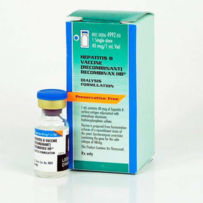 Buy Merck Hepatitis B Vaccine Recombivax HB Adult Dialysis Vaccine 40 mcg/1 mL Single-dose Vial **Refrigerated Item**  online at Mountainside Medical Equipment