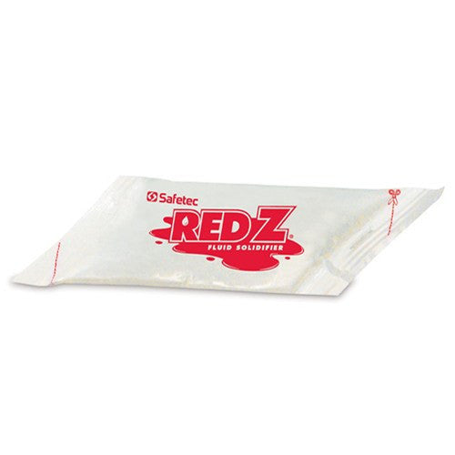 Red-Z Fluid Control Solidifier, Angled Diamond Pouches, 26g for safe spill management and infection control.