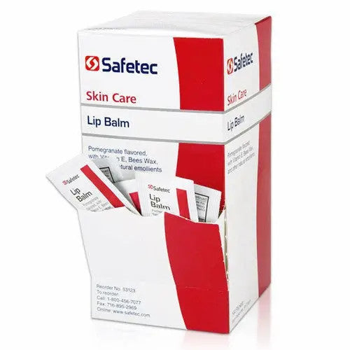 Lip Balm Packets with Pomegranate Flavor, 144/Box for daily lip hydration and soothing protection.