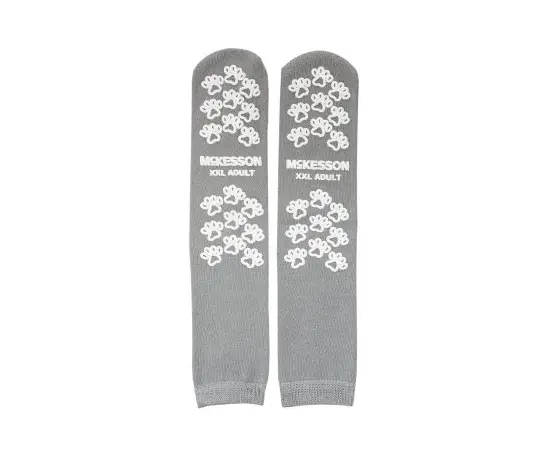 Adult Non-Skid Patient Socks, Double-Sided Grip, Gray
