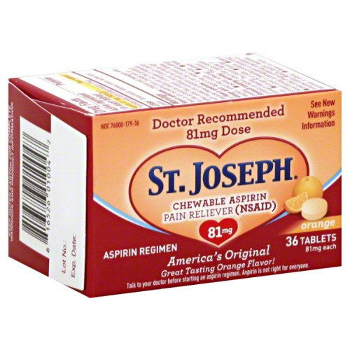 Buy Insight Pharmaceuticals LLC St Joseph Chewable Low Dose Aspirin 36 Tablets  online at Mountainside Medical Equipment