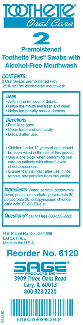 Buy Sage Products Toothette Plus Swab with Alcohol-Free Mouthwash  online at Mountainside Medical Equipment