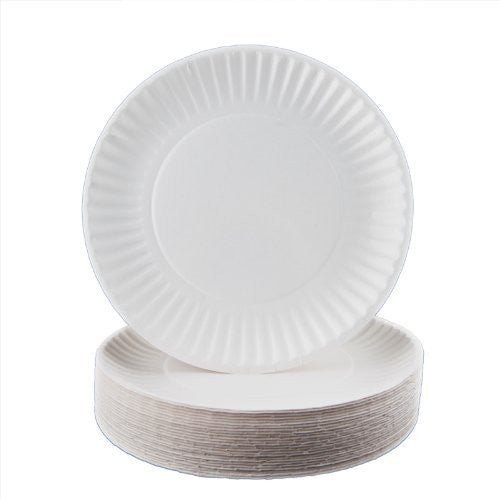 APPROVED VENDOR Disposable Paper Plate: White, Medium-Wt, 9 in Disposable  Plate Size, 1,000 PK
