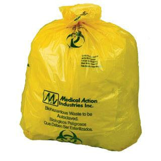 Isolation Supplies | Disposable Yellow Infectious Linen Bags with Biohazard Symbol 250/Case